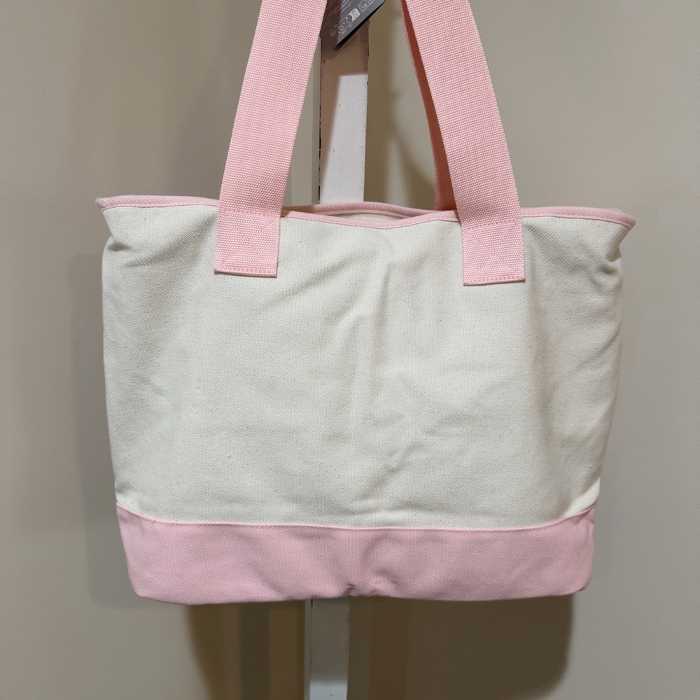 NEW 2026 SPRING “SEASONS OF LOVE” MICKEY & MINNIE LARGE CANVAS ZIP TOTE - Picture 4 of 10